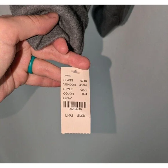 Check and Stripe Cardigan L Women's Gray Draped Open Front Pockets Sweater - Picture 5 of 8